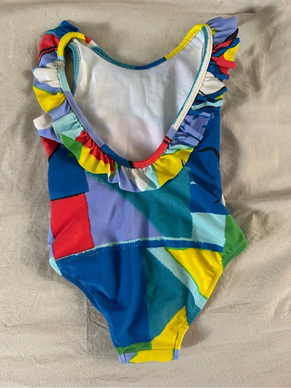 Ralph Lauren Baby Girls 9M Colorblock Ruffle One Piece Swimsuit Preppy